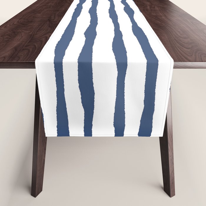Indigo Blue Watercolor Horizontal Lines  Table Runner Gallery Image 1