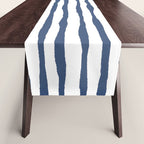 Indigo Blue Watercolor Horizontal Lines  Table Runner Gallery Image 1