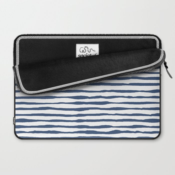 Indigo Blue Watercolor Horizontal Lines  Laptop Sleeve Gallery Image 2