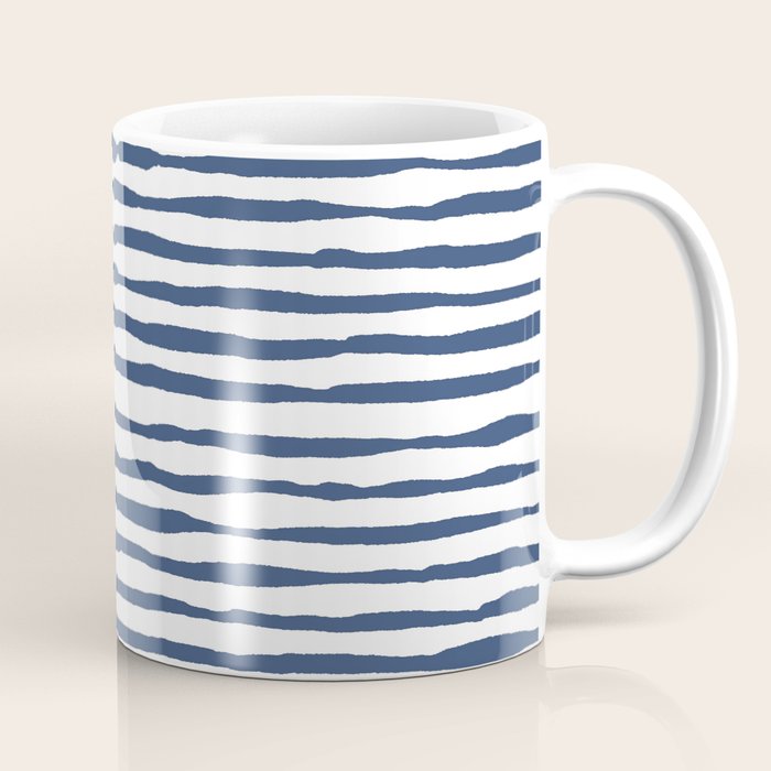 Indigo Blue Watercolor Horizontal Lines  Coffee Mug Gallery Image 1