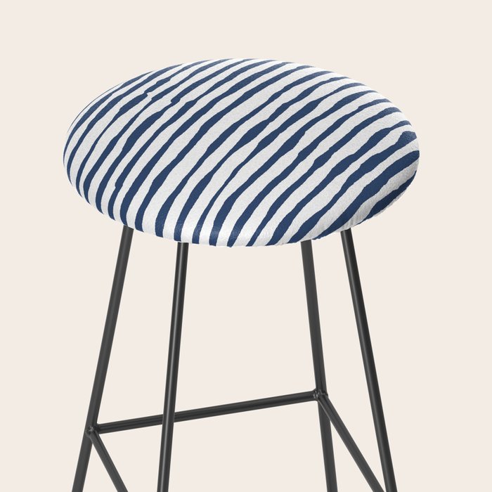 Indigo Blue Watercolor Horizontal Lines  Stool Gallery Image 2