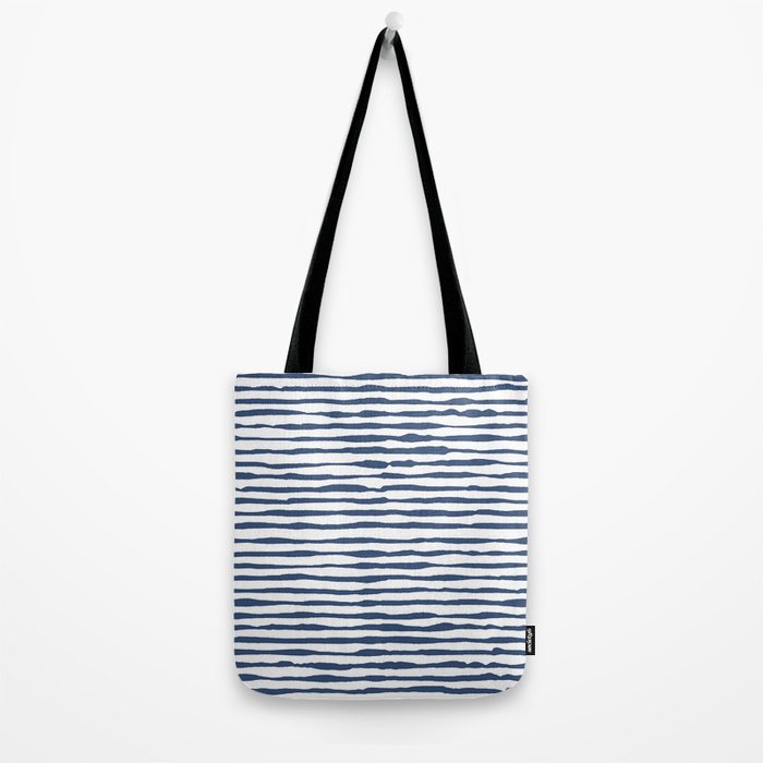 Indigo Blue Watercolor Horizontal Lines  Tote Bag Gallery Image 2