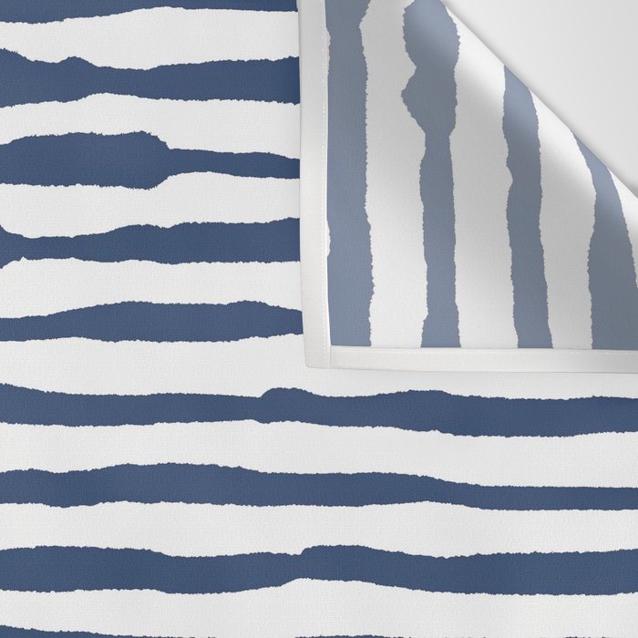 Indigo Blue Watercolor Horizontal Lines  Wall Tapestry Gallery Image 3