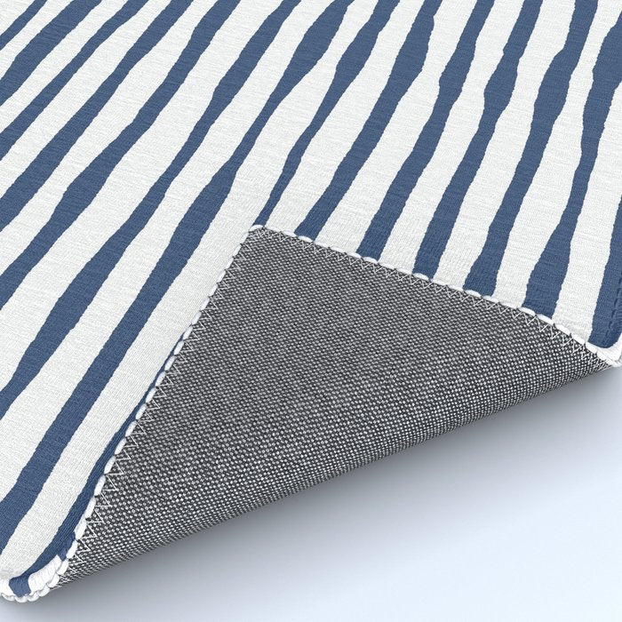 Indigo Blue Watercolor Horizontal Lines  Rug Gallery Image 4