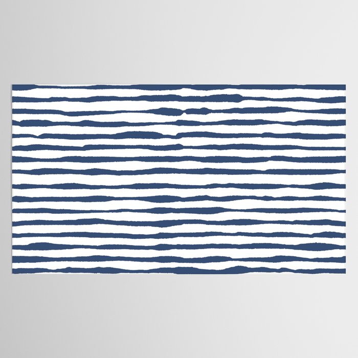 Indigo Blue Watercolor Horizontal Lines  Tablecloth Gallery Image 2