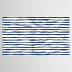 Indigo Blue Watercolor Horizontal Lines  Tablecloth Gallery Image 2