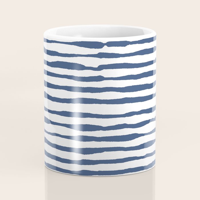 Indigo Blue Watercolor Horizontal Lines  Coffee Mug Gallery Image 4