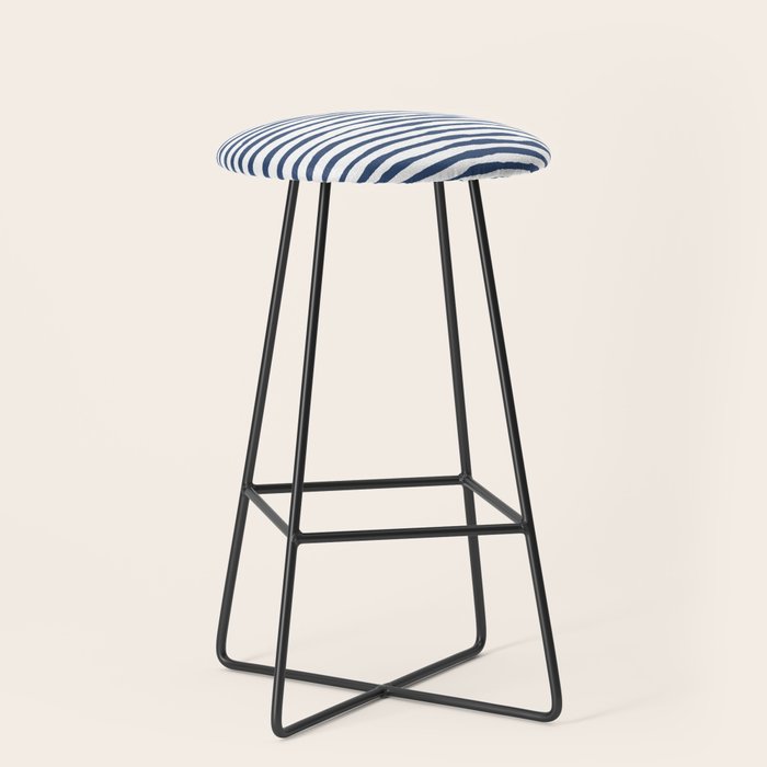 Indigo Blue Watercolor Horizontal Lines  Stool Gallery Image 1