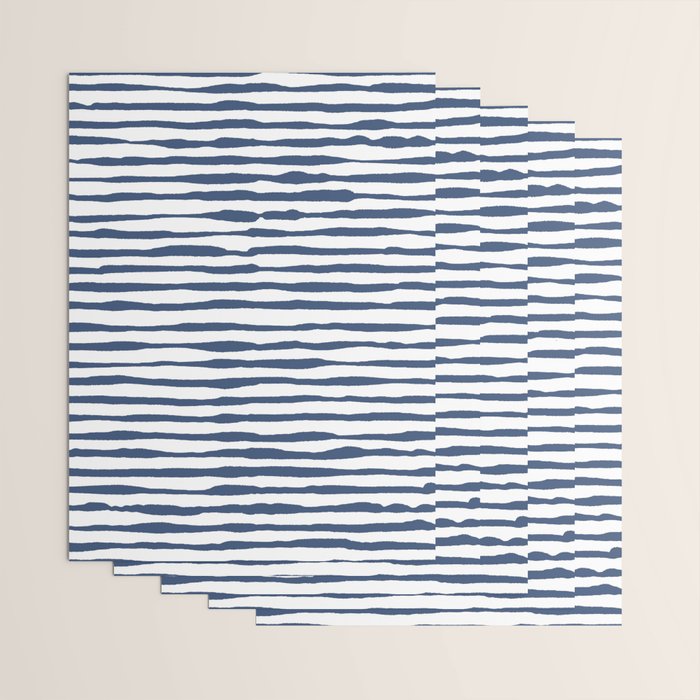 Indigo Blue Watercolor Horizontal Lines  Wrapping Paper Gallery Image 3