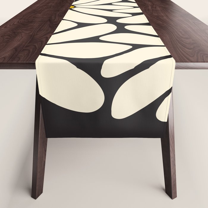 Big Daisy - Groovy Flower - Black, White and Yellow Table Runner Gallery Image 1