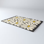 Big Daisy - Groovy Flower - Black, White and Yellow Rug Gallery Image 3