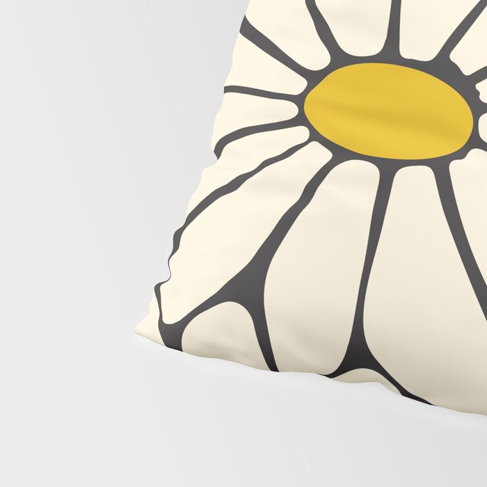 Big Daisy - Groovy Flower - Black, White and Yellow Pillow Sham Gallery Image 4