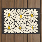 Big Daisy - Groovy Flower - Black, White and Yellow Outdoor Rug Gallery Image 1
