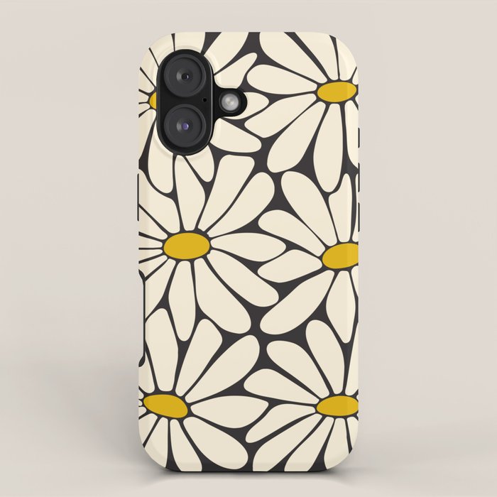 Big Daisy - Groovy Flower - Black, White and Yellow iPhone Case Gallery Image 1