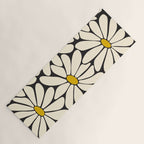 Big Daisy - Groovy Flower - Black, White and Yellow Yoga Mat Gallery Image 1