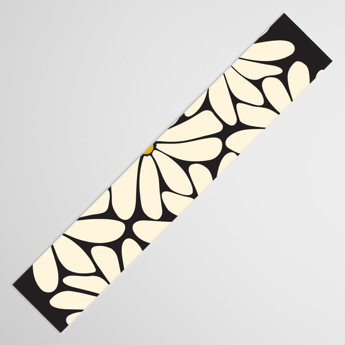 Big Daisy - Groovy Flower - Black, White and Yellow Table Runner Gallery Image 3