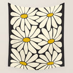 Big Daisy - Groovy Flower - Black, White and Yellow Wall Tapestry Gallery Image 4