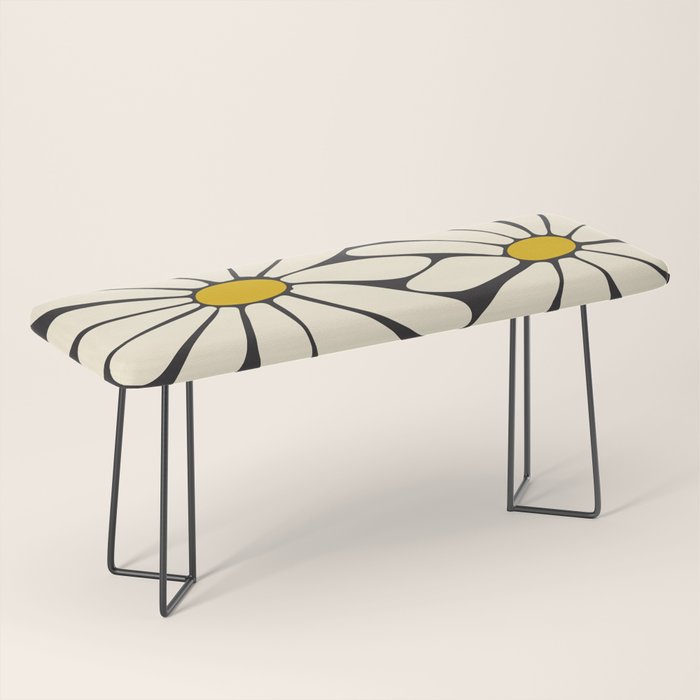 Big Daisy - Groovy Flower - Black, White and Yellow Bench Gallery Image 1