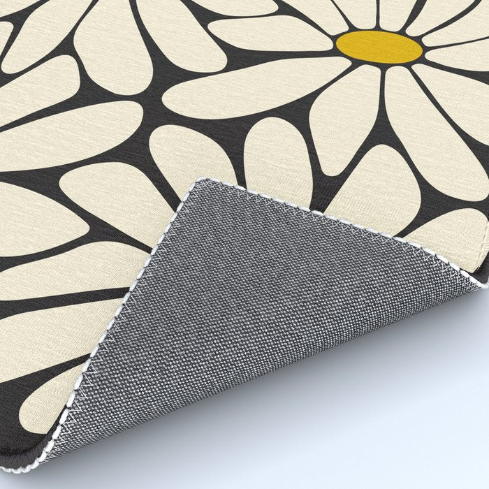 Big Daisy - Groovy Flower - Black, White and Yellow Rug Gallery Image 4