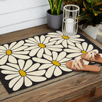 Big Daisy - Groovy Flower - Black, White and Yellow Outdoor Rug Gallery Image 2