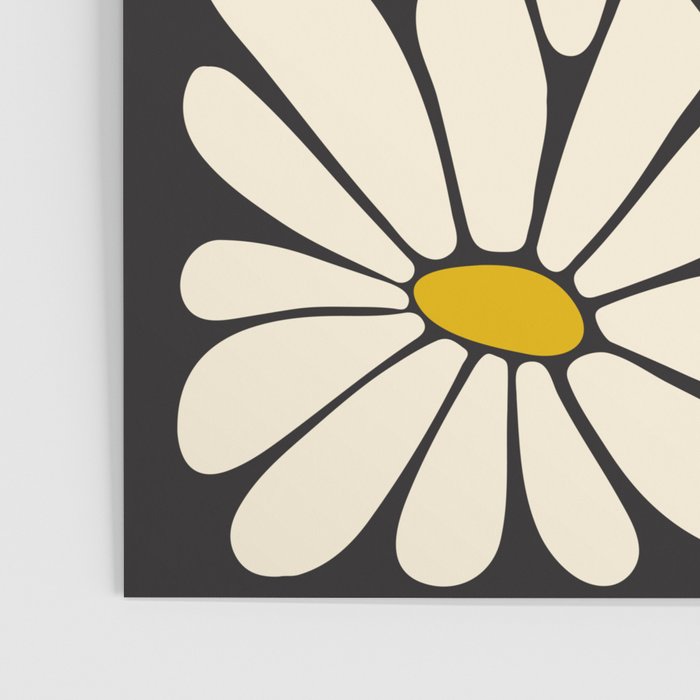 Big Daisy - Groovy Flower - Black, White and Yellow Poster Gallery Image 3