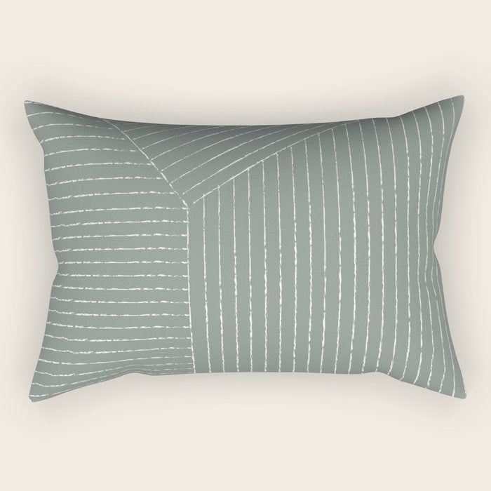 Lines (Linen Green) Rectangular Pillow Gallery Image 2
