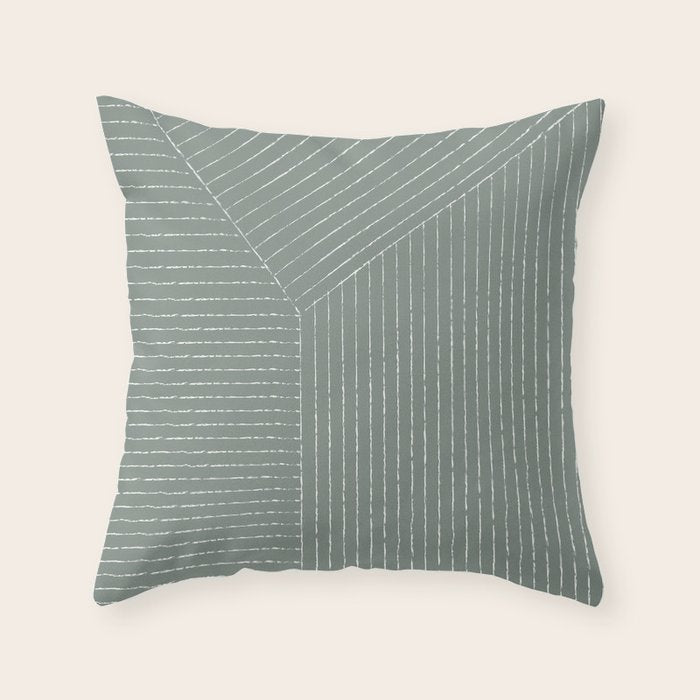 Lines (Linen Green) Throw Pillow Gallery Image 6