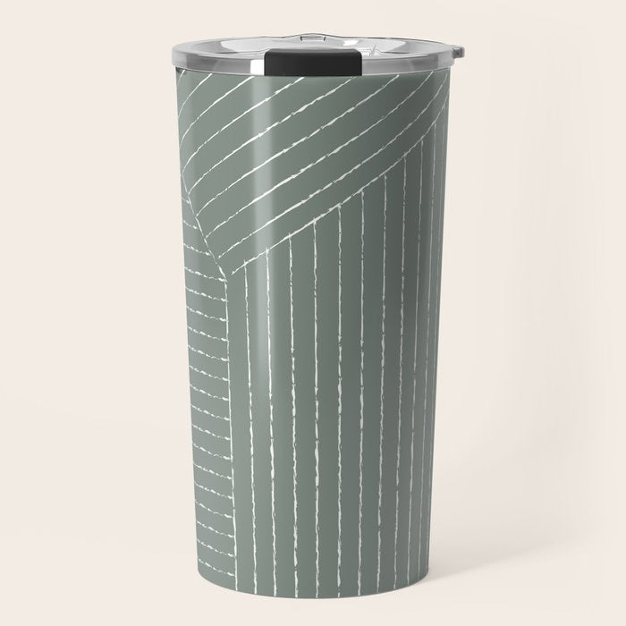 Lines (Linen Green) Travel Mug Gallery Image 1