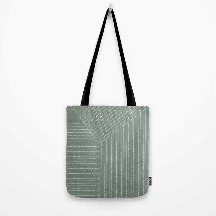 Lines (Linen Green) Tote Bag Gallery Image 2