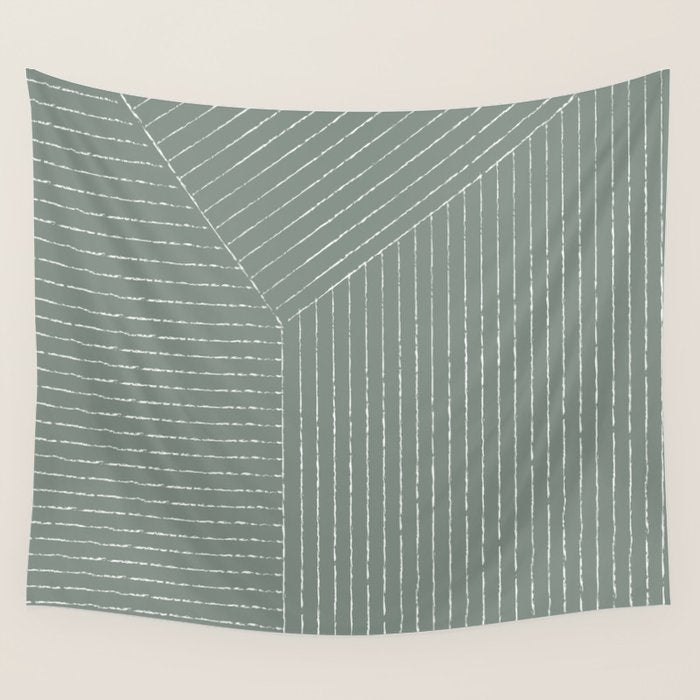 Lines (Linen Green) Wall Tapestry Gallery Image 1