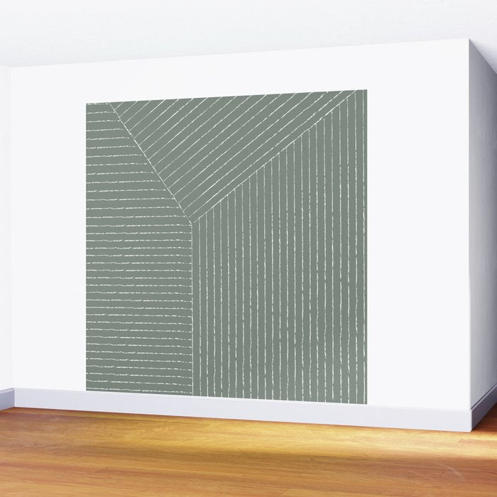 Lines (Linen Green) Wall Mural Gallery Image 2