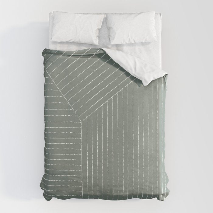 Lines (Linen Green) Duvet Cover Gallery Image 6