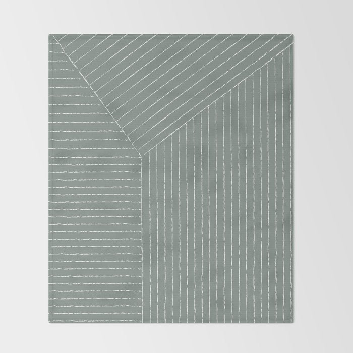 Lines (Linen Green) Throw Blanket Gallery Image 2