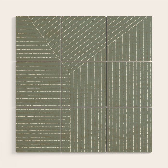 Lines (Linen Green) Wood Wall Art Gallery Image 1