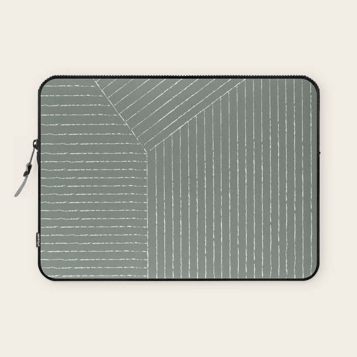 Lines (Linen Green) Laptop Sleeve Gallery Image 1
