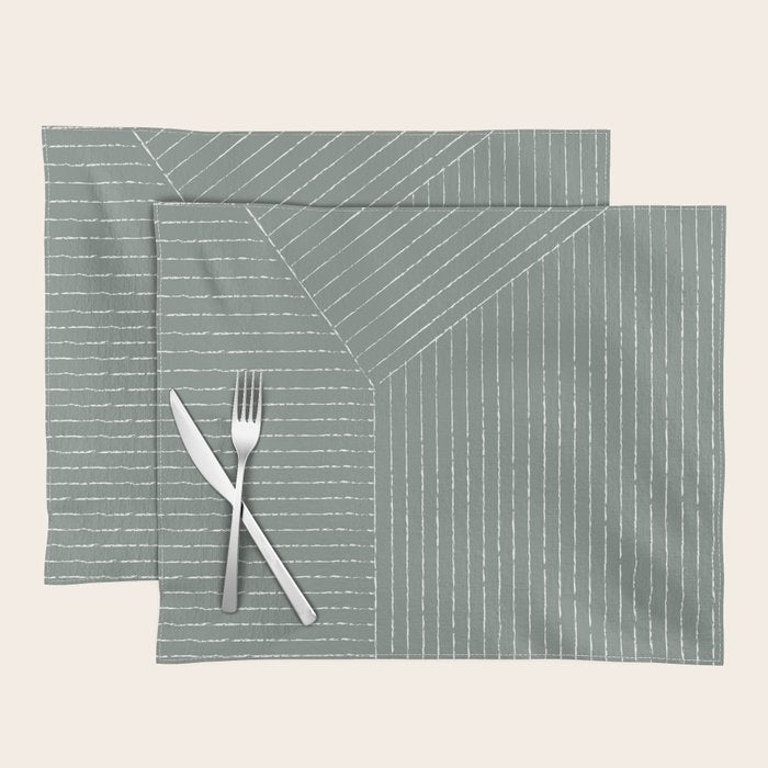 Lines (Linen Green) Placemat Gallery Image 1