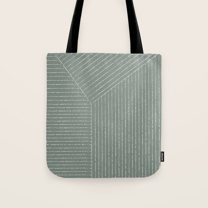 Lines (Linen Green) Tote Bag Gallery Image 1