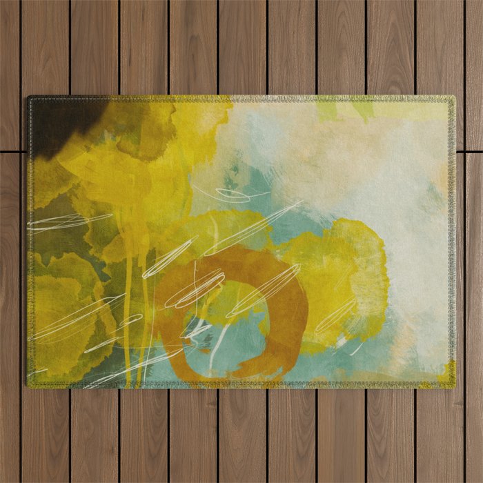 summer landscape 2 triptych abstract art Outdoor Rug Gallery Image 1