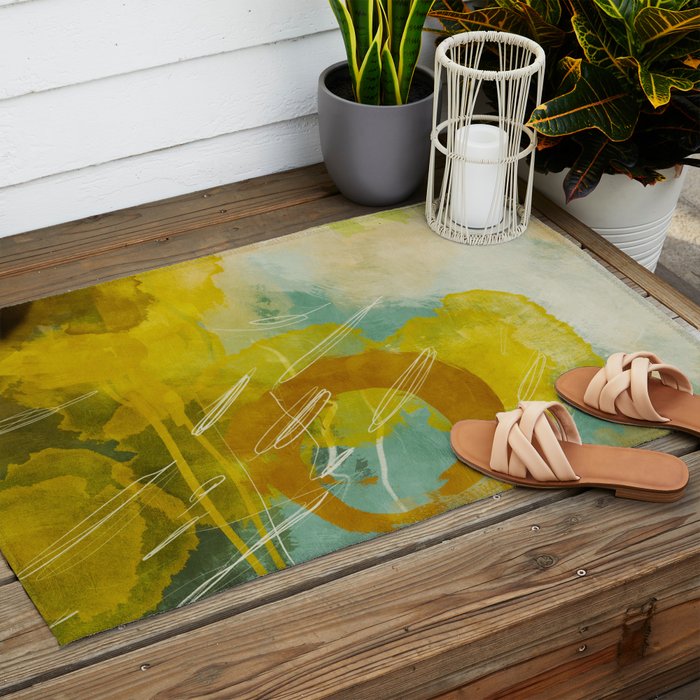 summer landscape 2 triptych abstract art Outdoor Rug Gallery Image 2