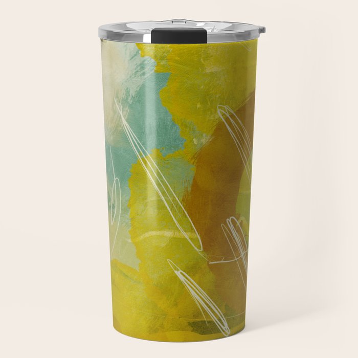summer landscape 2 triptych abstract art Travel Mug Gallery Image 1