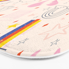 Happy Smiley Face & Retro Rainbows in Dusty Pink Bath Mat Gallery Image 3