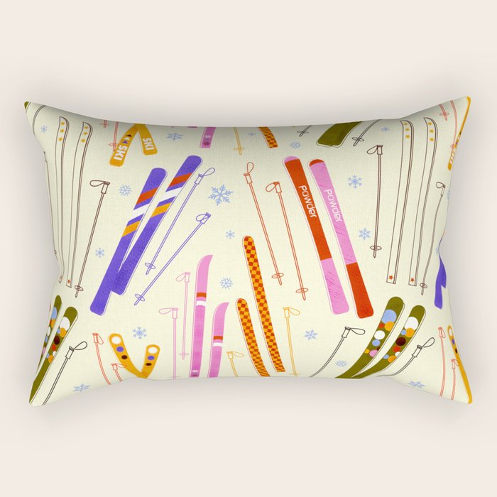 Colorful Winter Skiing Design Rectangular Pillow Gallery Image 1