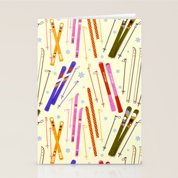 Colorful Winter Skiing Design Stationery Card Gallery Image 1