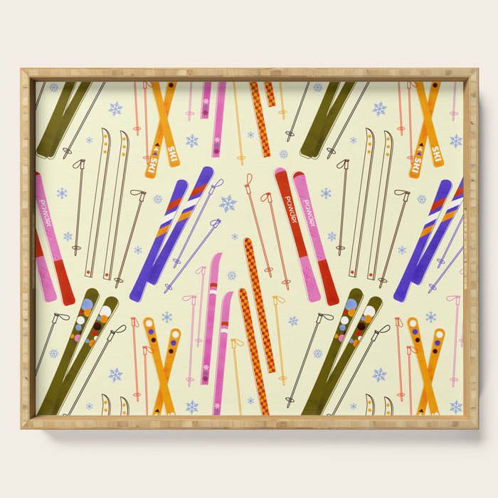 Colorful Winter Skiing Design Serving Tray Gallery Image 1