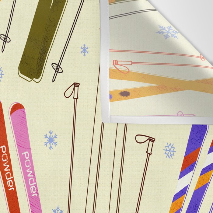 Colorful Winter Skiing Design Wall Tapestry Gallery Image 3