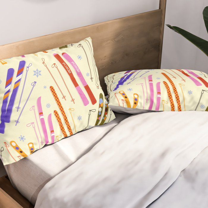 Colorful Winter Skiing Design Pillow Sham Gallery Image 2
