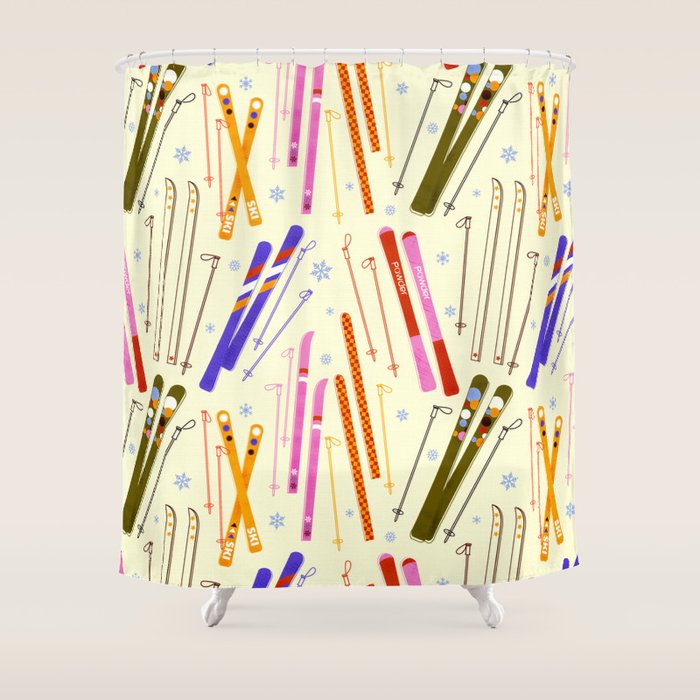 Colorful Winter Skiing Design Shower Curtain Gallery Image 1