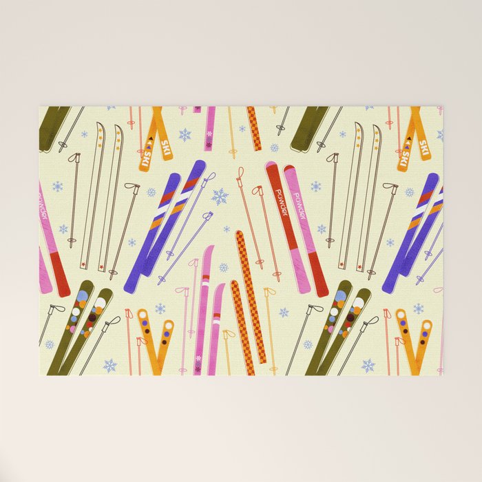 Colorful Winter Skiing Design Welcome Mat Gallery Image 1