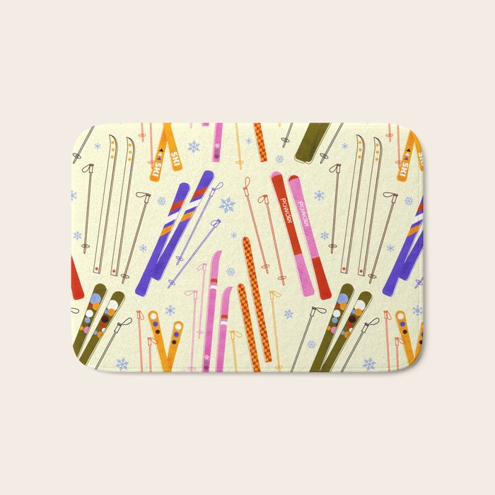 Colorful Winter Skiing Design Bath Mat Gallery Image 1