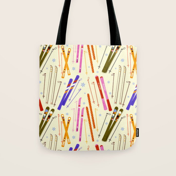 Colorful Winter Skiing Design Tote Bag Gallery Image 1